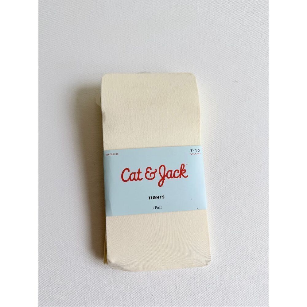 CAT & JACK TIGHTS~ Ivory Or Cream~Footed~Elastic Waist~Girls Size 7-10